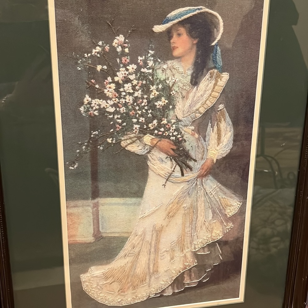 🌺SOLD🌺 Vintage Lovely Lady, Turn of the Century Needlework - Picture 3 of 5